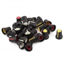 30 x Yellow Red White Potentiometer Rotary Control Knobs Caps 6mm Dia Shaft Hole