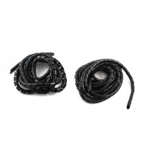 2Pcs 12mm + 16mm Flexible Black Spiral Wrap Protective Sleeve Banding Tube 13Ft