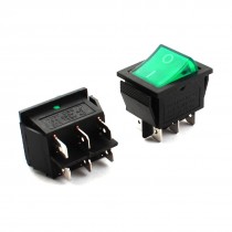 2 Pcs AC 250V/125V 15A/20A DPDT 6-Pin ON/OFF Boat Rocker Switches Green