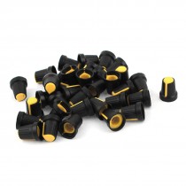 35 x Yellow Plastic Potentiometer Rotary Control Knobs Caps 6mm Dia Shaft Hole