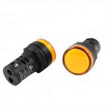 2Pcs DC/AC 24V Yellow LED Indicator Pilot Signal Light Lamp 22mm Panel Mount