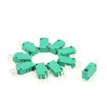 10 Pcs AC 250V 16A SPDT 3 Pins Momentary Push Button Micro Switch Green