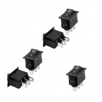 5 Pcs AC 250V/3A 125V/6A 3 Pins SPDT On/Off Panel Mount Rocker Switch