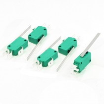 5 Pcs AC 250V 16A SPDT Long Straight Hinge Lever Mini Limit Micro Switch Green