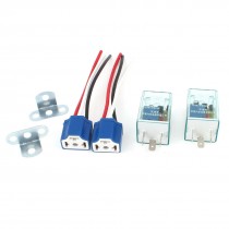 2 Pcs Wired Blue Female Ceramic Socket LED Indicator Car Flasher Relay DC 24V