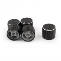 4 x Black Silver Tone Plastic Potentiometer Rotary Control Knobs Caps 17x20mm