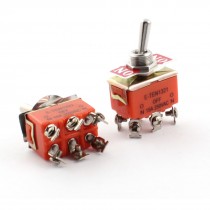 2PCS ON-ON 2-Position DPDT Self-Locking 6 Terminals Toggle Switch AC 250V 15A