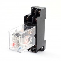 AC 200/220V Coil Voltage DPDT Red Light DIN Mount Electromagnetic Relay w Socket