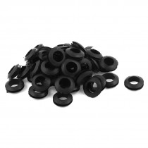 50 x Black Rubber 12mm Open Hole Ring Dual Side Cable Wiring Grommet