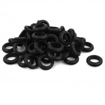 50 x Black Rubber 20mm Open Hole Ring Dual Side Cable Wiring Grommet