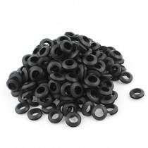 200 x Black Rubber 12mm Open Hole Ring Dual Side Cable Wiring Grommet