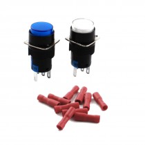 2pcs DC 24V Lamp Volt NO NC Locking Round Push Button Switch w Female Connector