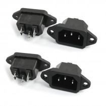 4Pcs IEC320 3Pins C14 Male Inlet Plug Power Socket Connector 250V 10A