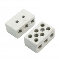 15A 2-Way 8 Hole White High Temperature Porcelain Terminal Block Connector 2PCS