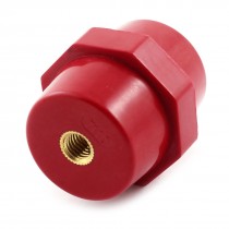 7.5mm Gold Tone Female Thread Red Enhanced Insulator SM7110 for Bus Bar