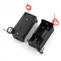 2Pcs Black Plastic 2-Wired Storage Case Holder for 1 x 1.5V D Size Battery