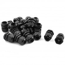 M20 20mm Thread Black Plastic Waterproof 6-12mm Dia Cable Gland 20 Pcs