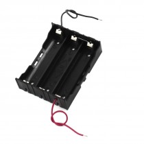 Black Plastic 3-Slot 2-Wire Holder Box Case for 3x3.7V 18650 Battery