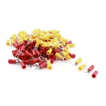 160 Pcs 48A 6 4mm Dia Insulated Fork Terminal Connector Red Yellow 12 10AWG