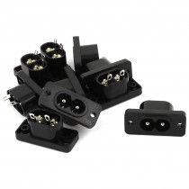 10 Pcs AC 220V 10A IEC320 C8 Screw Mount Male Plug Power Socket Adapter Black