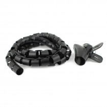 Spiral Tube Cable Wire Wrap Organizer PC Cord Management w Clip 40mmx1.5m Black