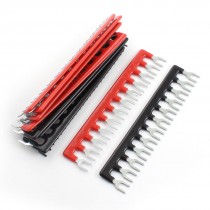 10 Pcs Fork Type 12 Postions Terminal Strip Jumper Black+Red 400V 10A