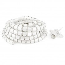 Flexible Spiral Tube Cable Wire Wrap Cord Management w Clip 3Meter 10Ft White
