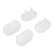 4Pcs White Plastic Ellipse 2 Pin Plugs Electric Protector Safety Socket Cover