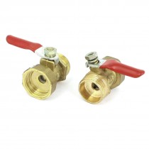 1/2PT Threaded M/F Red Handle Full Port Lever Brass Ball Valve 3 Pcs