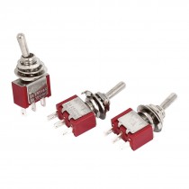 3Pcs AC 250V/2A 120V/5A ON-ON 2 Position SPDT Mini Toggle Switch Red