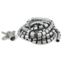Spiral Tube Cable Wire Wrap Organizer PC Cord Management w Clip 40mmx5m Gray