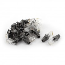 25Set 8P8C RJ45 Cat5 Cat5e Cat6 Connector Network Plug + Gray Boot Cover