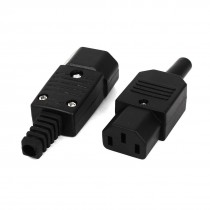 Pair IEC320 C14 Male C13 Female Inline Rewirable Power Plug Adapter AC 250V 10A