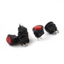5Pcs AC 125V/250V 6A/3A SPST ON/OFF Red Button Plastic Rocker Switch