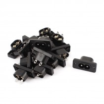 15 Pcs AC 250V 10A IEC320 C8 Screw Mount Male Plug Power Socket Adapter Black