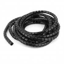 5m 16.4ft 10mm Inner Dia Black Spiral Wrapping Bands Cable Organizer Wrap