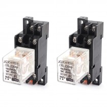 2Pcs DC12V Coil 35mm DIN Rail Mount DPDT 8-Pin Power Relay + Base Socket