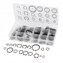 225Pcs Black Metal Retaining Ring Circlip Internal External Fastener Set