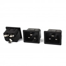 AC 250V 16A 3 Pin Panel Mount IEC320 C20 Male Plug Power Socket Adapter 3 Pcs