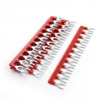 5 Pcs Fork Type 12 Postions Terminal Strip Block Red 400V 10A