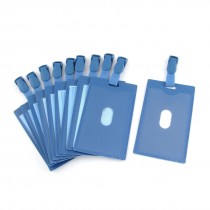 10pcs Blue Clear PVC Vertical ID Name Badge Card Holders w Clips