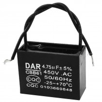 Ceiling Fan Capacitor CBB61 4 75uF 450V 2 Wire Leads