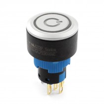 DC 12V 16mm Thread Panel Mount SPDT Latching Push Button Switch w Red Lamp