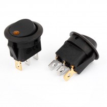 2pcs Flush Mounted 3 Terminals on Off Type Yellow Light Rocker Switch DC 12V 20A