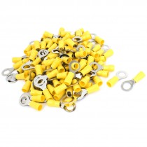 108 Pcs Yellow PVC Insulating Sleeve Ring Terminals Cable Lug RV5 5 8 AWG12 10