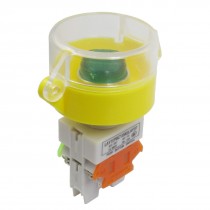 220V Green Light 1NO 1NC Momentary Panel Mount Clear Cap Push Button Switch