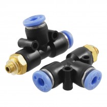 2 Pcs Pneumatic 4 6mm Thread 4mm One Touch Push in T Joint Quick Fittings