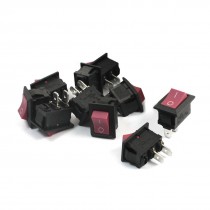 10 Pcs AC 250V 6A 125V 10A on Off 2 Pins SPST Red Button Boat Rocker Switches