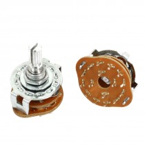 2 Pcs 4P3T 4 Pole 3 Position 6mm Knurled Shaft Dia Band Selector Rotary Switch