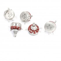 5 Pcs 10K Ohm 2W Watt Round Shaft 4 Pins Rotary Carbon Potentiometer WTH118
